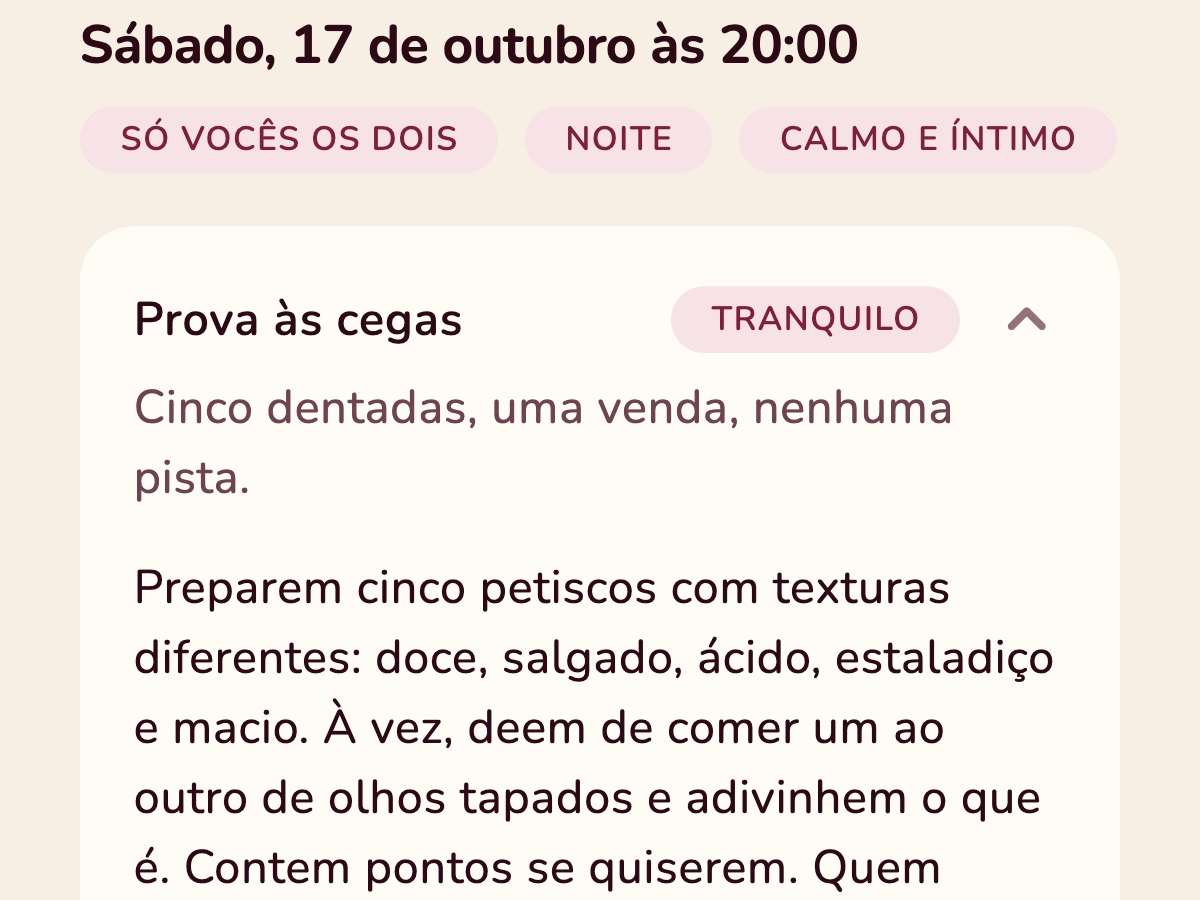 Ideias escolhidas para um encontro na Spice My Date